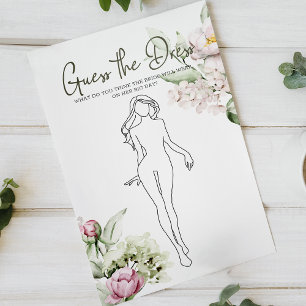 Bridal Shower Game Peonies Pink Guess the Dress Flyer