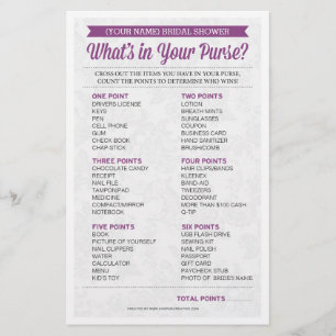 Bridal Shower Game / Personalised / Purse Raid