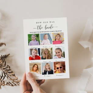 Bridal Shower Game - Photo How Old Was the Bride Invitation