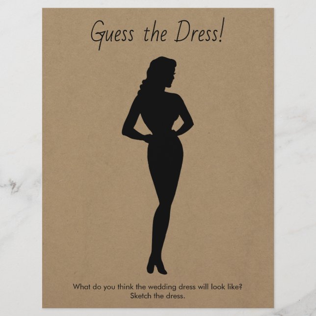 Bridal Shower Game Sketch the Wedding Dress Flyer (Front)