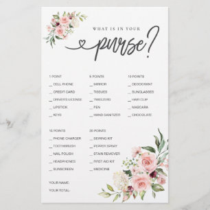  Bridal Shower Game What is in Your Purse?