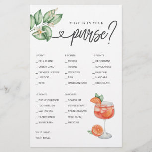 Bridal Shower Game What is in Your Purse?