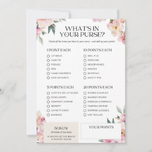 Bridal Shower Game What's in your Purse Pink  Invitation