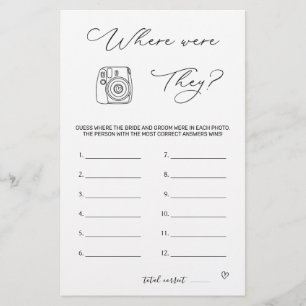 Bridal Shower Game Where Were They Stationery