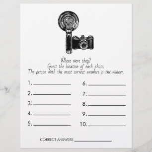 Bridal Shower Game Where Were They? Wedding Flyer