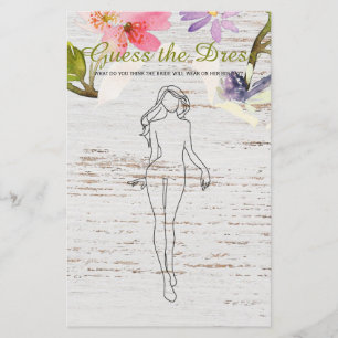Bridal Shower Game White Wood Pink Guess the Dress Flyer