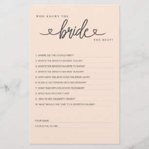 Bridal Shower Game Who Knows the Bride the Best?