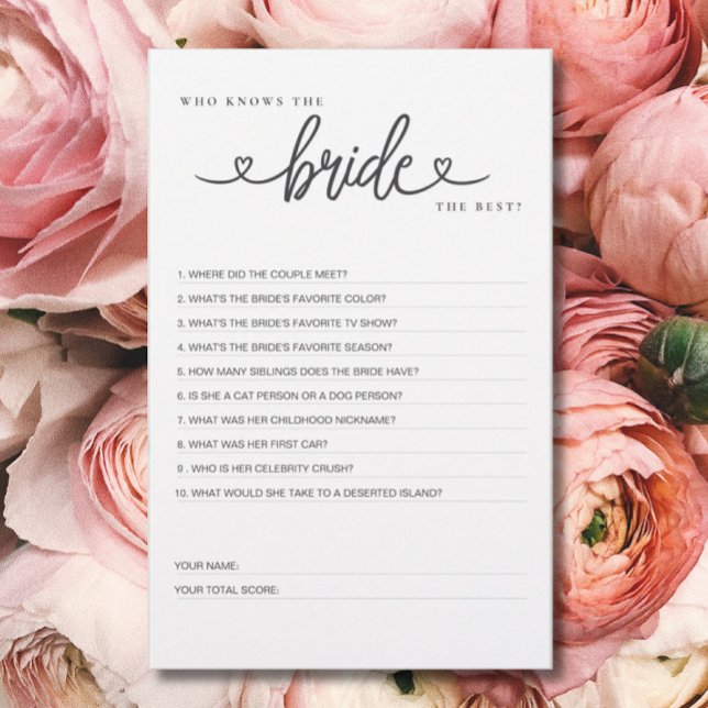 Bridal Shower Game Who Knows the Bride the Best? (Creator Uploaded)