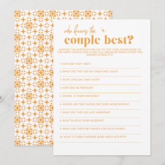 Bridal Shower Game - Who Knows the Couple Best Programme
