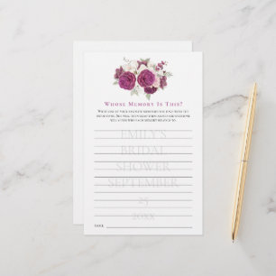 Bridal Shower Game Whose Memory Burgundy Florals