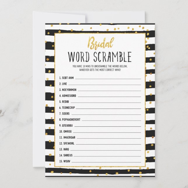 Bridal Shower Game Word Scramble Invitation (Front)