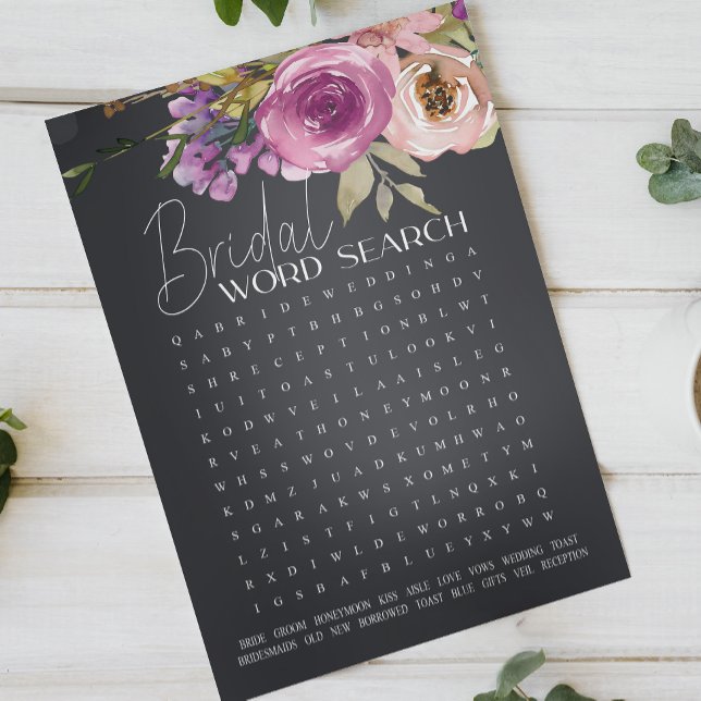Bridal Shower Game Word Search Dusty Pink Purple  (Creator Uploaded)