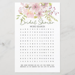 Bridal Shower Game Word Search Pink Blush Magnolia