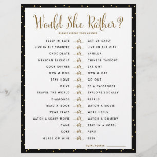 Bridal Shower Game   Would She Rather