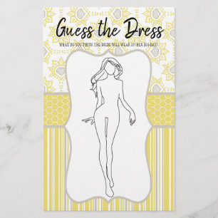 Bridal Shower Game Yellow Grey Guess the Dress Flyer