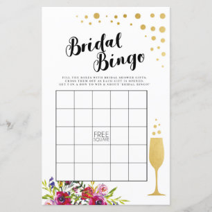 Bridal Shower Games Bingo Game Wedding Champagne