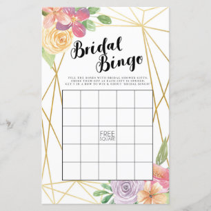 Bridal Shower Games Bingo Game Wedding Pink Floral