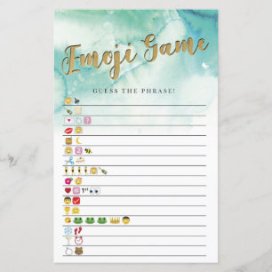 Bridal Shower Games Guess the Emoji Game Blue Gold