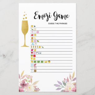 Bridal Shower Games Guess the Emoji Game Champagne