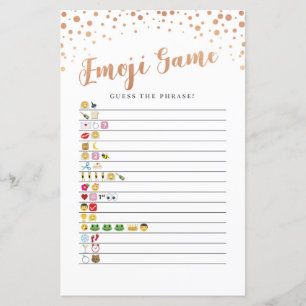 Bridal Shower Games Guess the Emoji Game Rose Gold