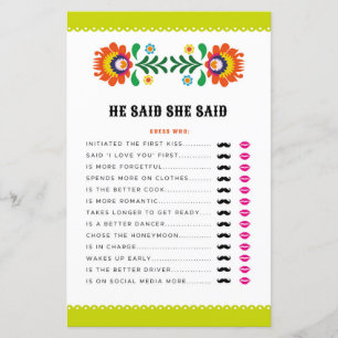 Bridal Shower Games He Said She Said Game Fiesta
