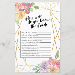 Bridal Shower Games How Well Do You Know The Bride