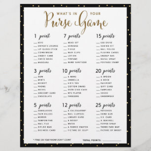 Bridal Shower Games   What's In your Purse Game
