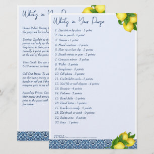 Bridal shower games What's in your purse Stationery