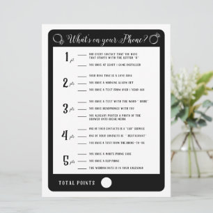 Bridal Shower Games What's on your phone Game Invitation