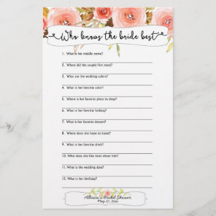 Bridal Shower Games who knows the bride best