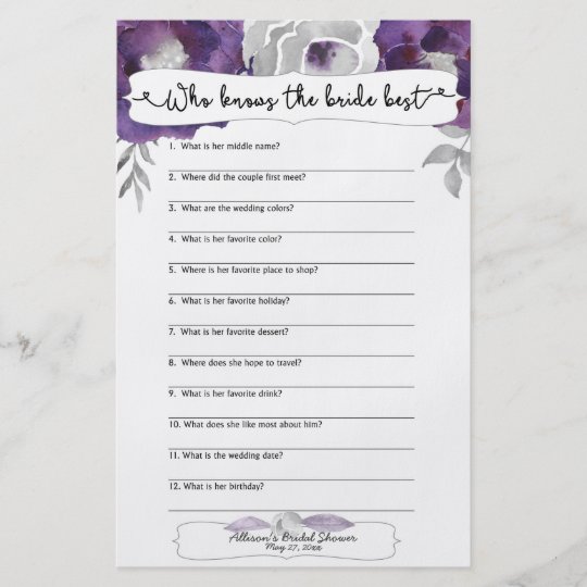 Bridal Shower Games who knows the bride best 3963 Flyer