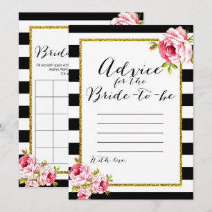Bridal Shower Games x2 - Advice   Bingo Invitation
