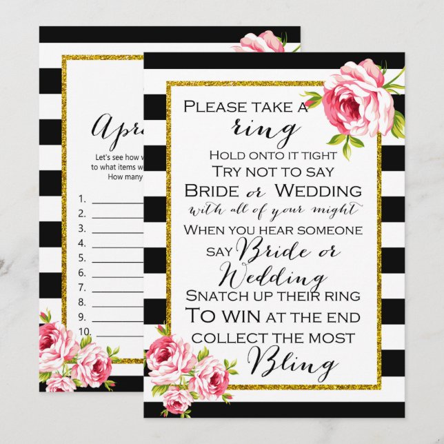 Bridal Shower Games x2 - Ring game | Apron Invitation (Front/Back)