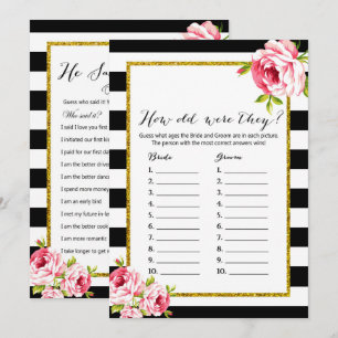 Bridal Shower Games x2 - Who Said   How Old Invitation