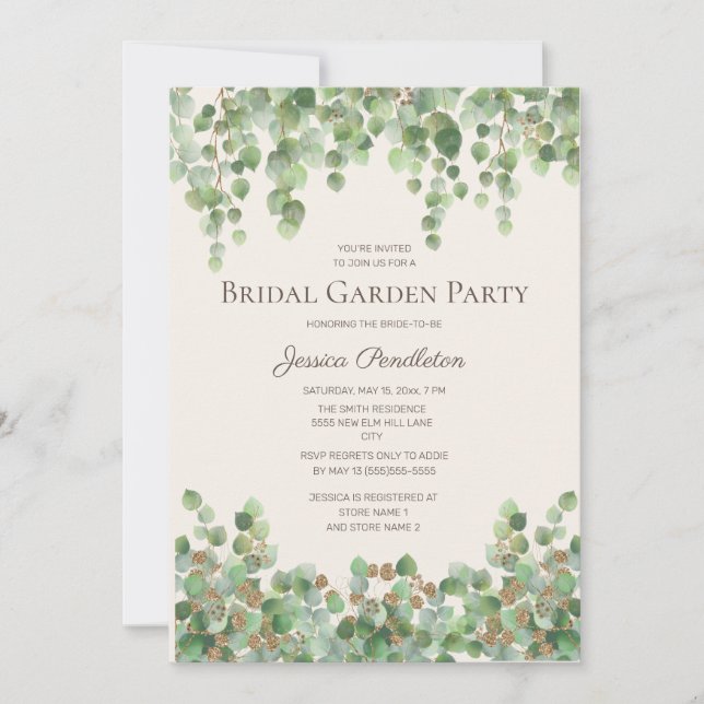 Bridal Shower Garden Party Eucalyptus Foliage Invitation (Front)