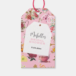 Bridal Shower Garden Tea Party Pink Floral Pattern Gift Tags