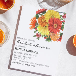 Bridal Shower Gerbera Daisy Floral  Invitation