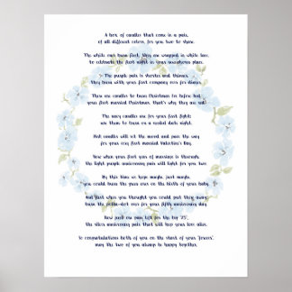 Bridal Shower gift - Candle Box insert Poster