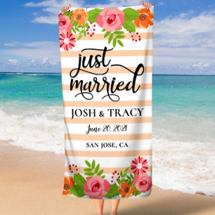 Bridal Shower Gift, Personalised Honeymoon  Beach Towel