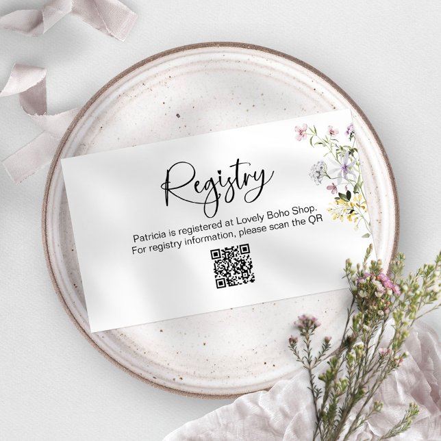 Bridal Shower Gift Registry QR Card Insert  (Creator Uploaded)