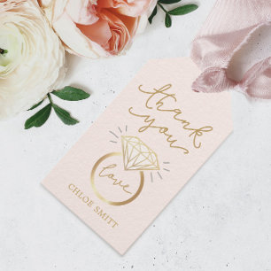Bridal Shower Gift Tag, Modern Chic Diamond Ring Gift Tags