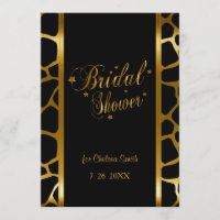Bridal Shower Giraffe Pattern With Gold Lettering