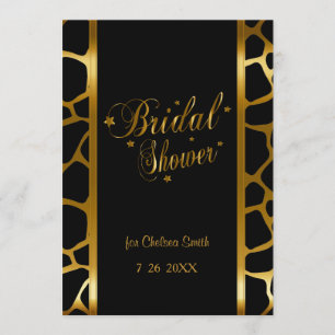 Bridal Shower Giraffe Pattern With Gold Lettering Invitation