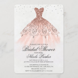 Bridal Shower Glitter Dress Diamond Invitation