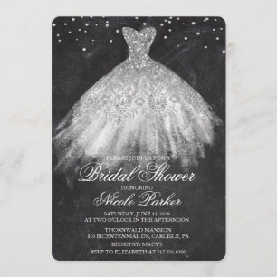 Bridal Shower Glitter Dress Diamond Invitation