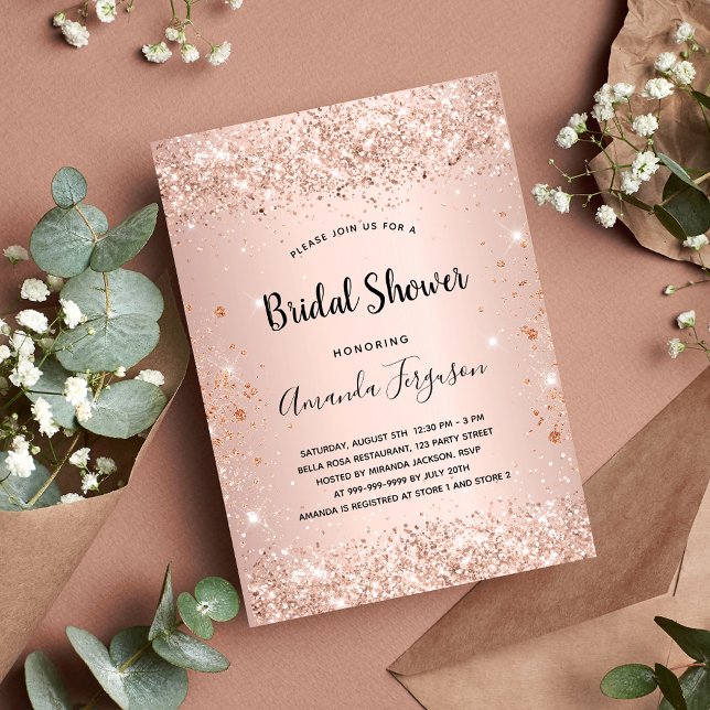 Bridal Shower glitter rose gold confetti Invitation (Creator Uploaded)