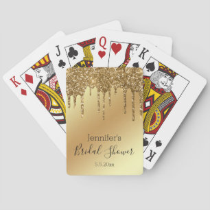 bridal shower gold dripping glitters luxury playing cards