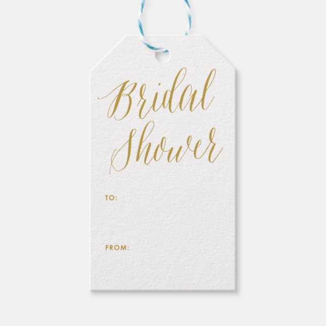 Bridal Shower | Gold Modern Calligraphy Gift Tag (Front)