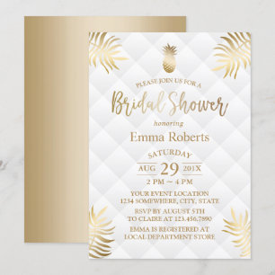 Bridal Shower Gold Pineapple Elegant Tropical Invitation