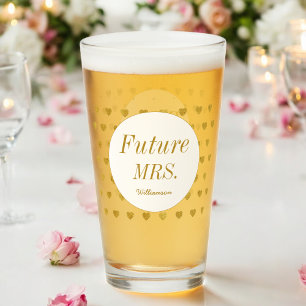 Bridal Shower Gold White Future Mrs Glass Cup